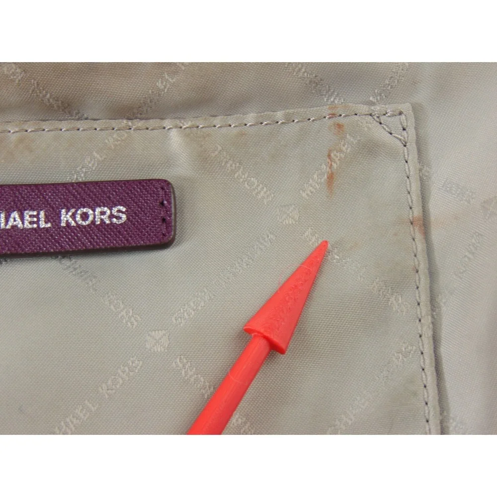 Michael Kors Jet Set Tote Bag Saffiano Leather Plum Purple Zipper Closure MK